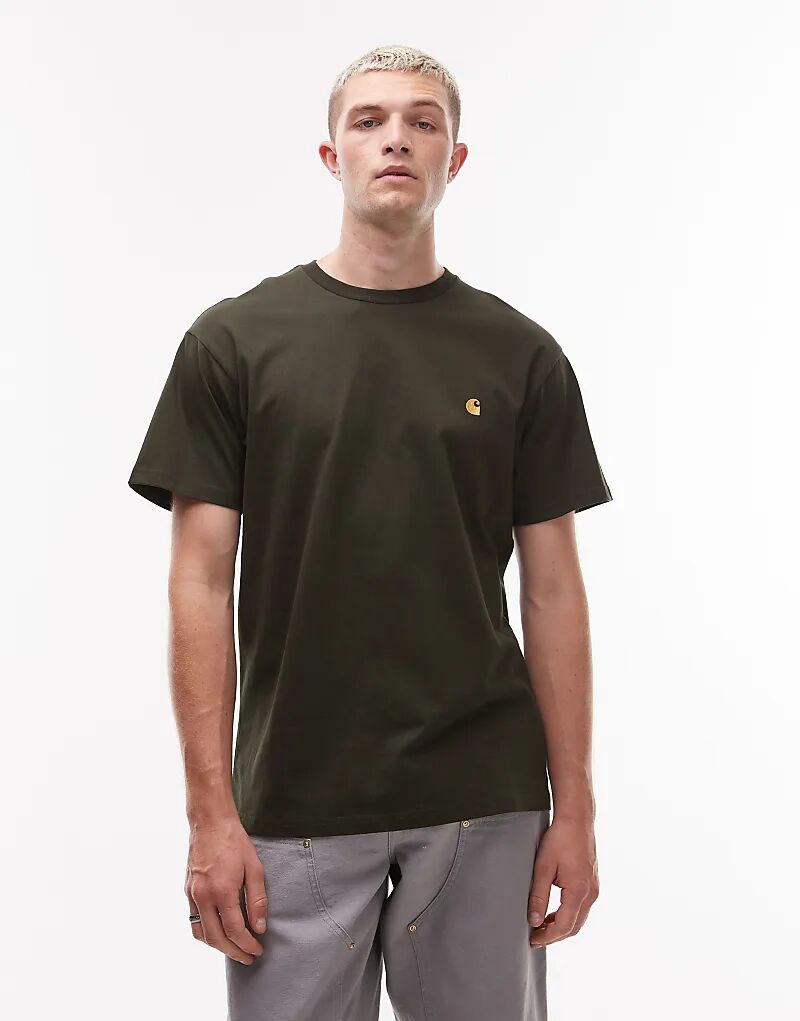 

Футболка Carhartt WIP Chase оливково-зеленого цвета