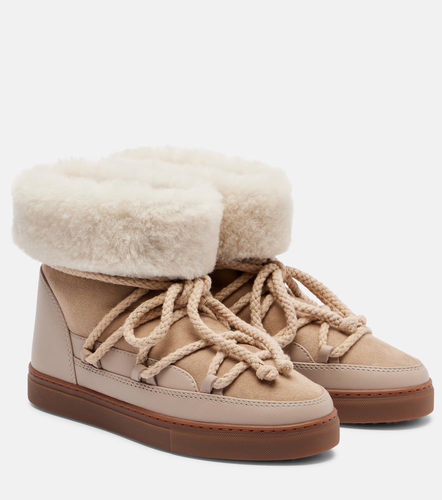 Классические замшевые зимние ботинки с отделкой из овчины Inuikii, Beige