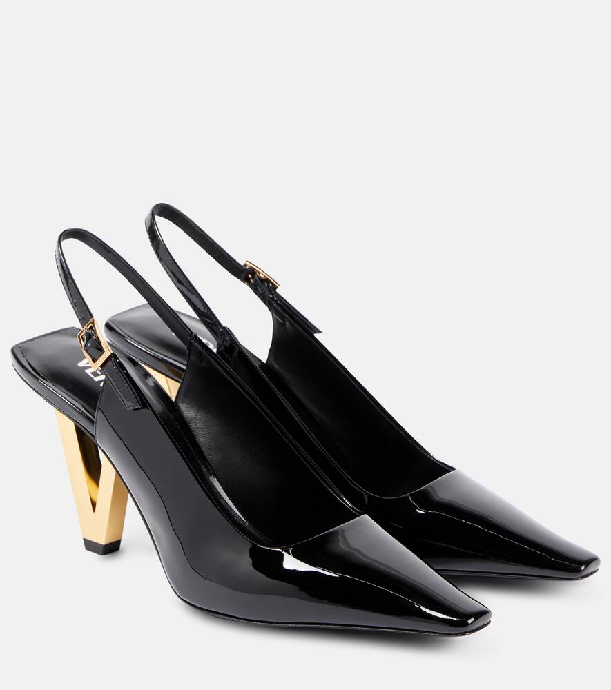 Лаковые лодочки-слинбэки, 1B00V-Black-Gold Versace, 1B00V-Black-Versace Gold