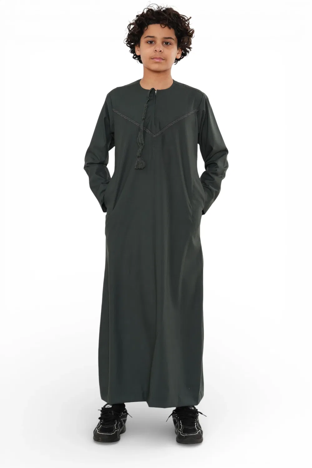 Arabic Thobes Детский зеленый марокканский халат Джубба для мальчиков Рамадан Ид Джеллаба Тобе - K-TT008 — фото 3
