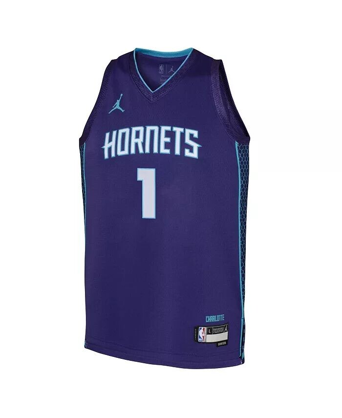 Джерси Big Boys La Melo Ball Purple Charlotte Hornets 2022/23 Swingman - Statement Edition Jordan, фиолетовый — фото 3