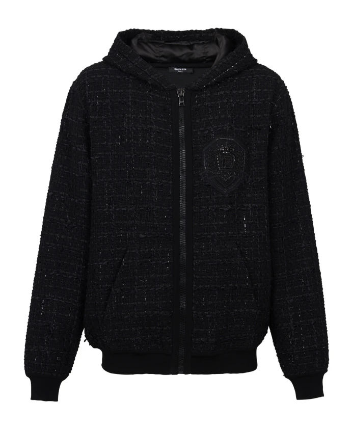 

Твидовый пиджак с капюшоном Balmain, черный