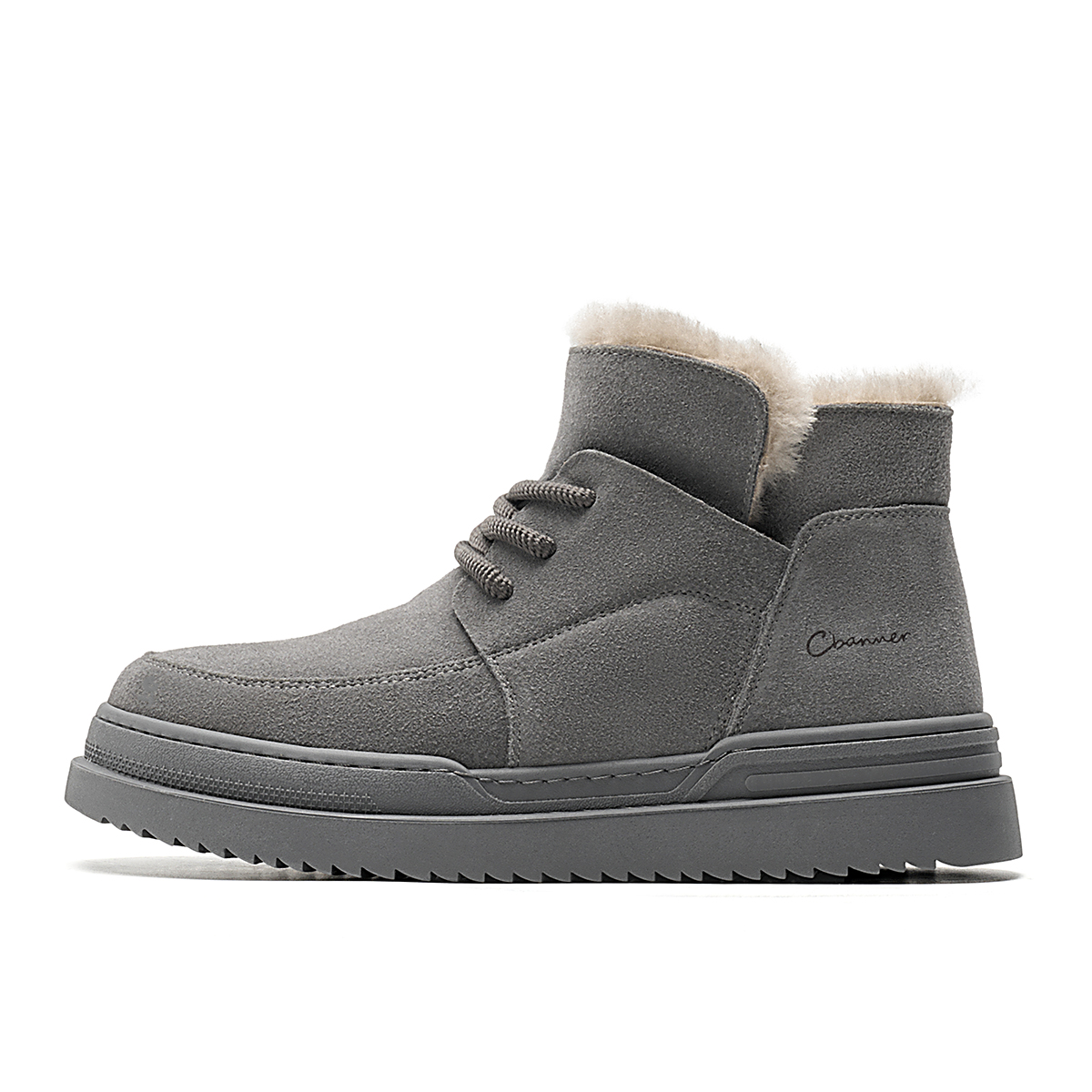 

Теплые короткие зимние ботинки мужские серые C°BANNER, Gray (Wool)