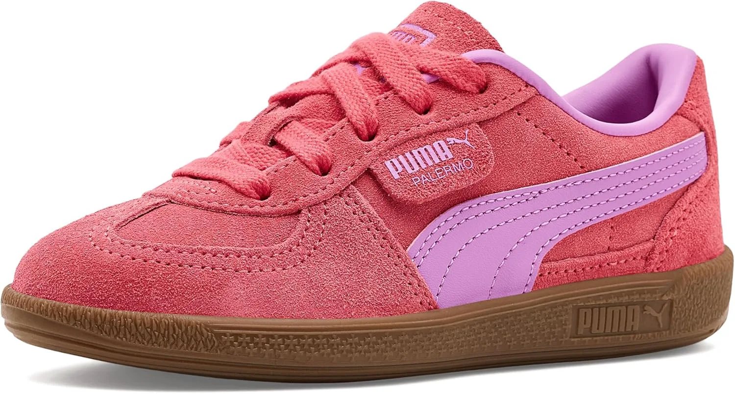 Детские кроссовки PUMA Palermo на шнуровке для мальчиков, повседневные - розовые, розовый/сиреневый