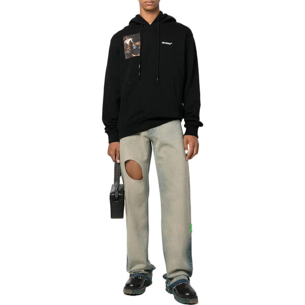 Толстовка men's fw22 character printing hooded long sleeves loose fit black Off-White, черный — фото 2