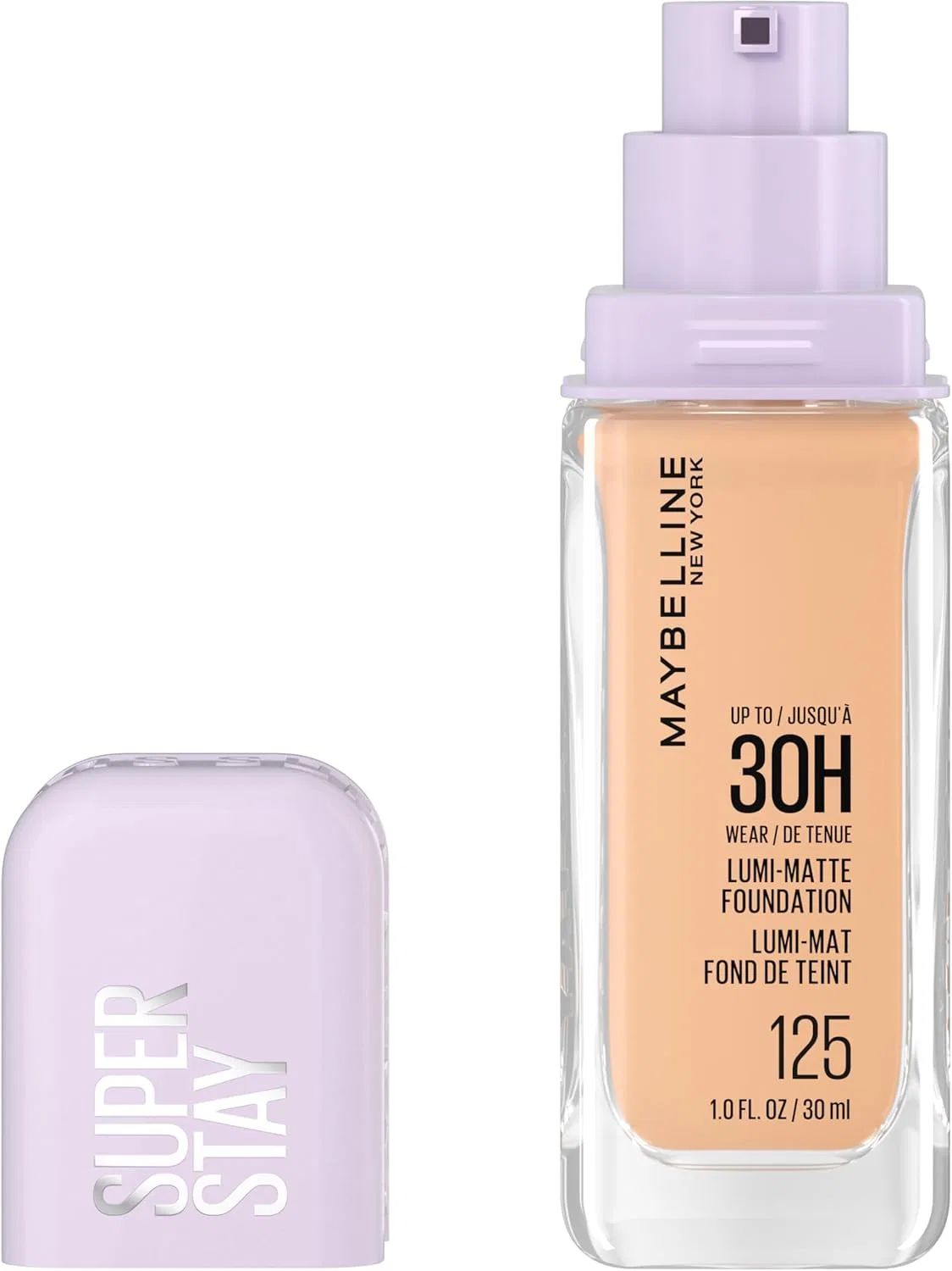 Тональная основа Super Stay Lumimat, легкая, стойкая до 30 часов, Maybelline New York, оттенок 125 neutral, 1 шт