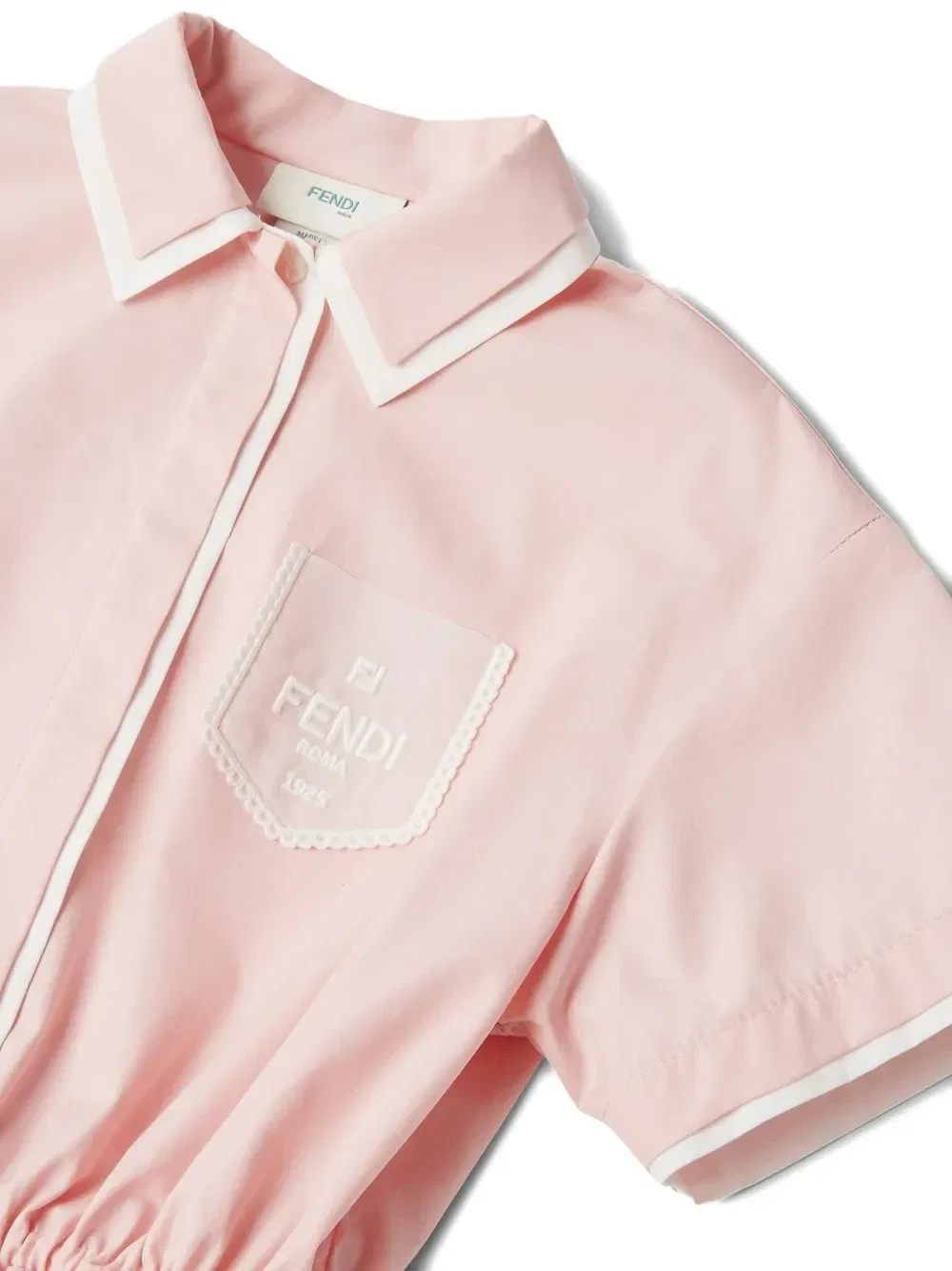 Платье с вышитым логотипом и подолом "баллон" Fendi Kids, розовый — фото 3