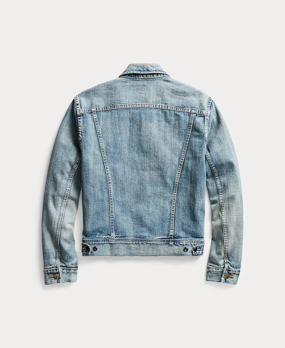 Мужская ковбойская куртка trucker Leeland Double RL Polo Ralph Lauren, светло-голубой — фото 2