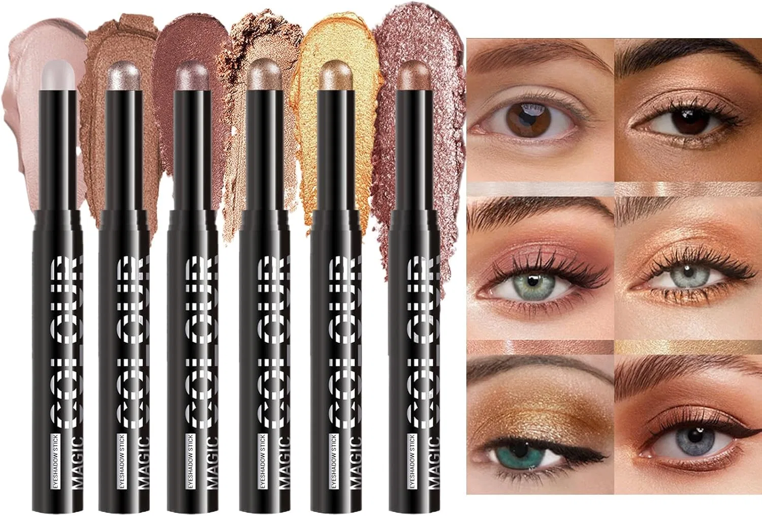 Водостойкий теневой карандаш Shimmer Eye Beauty Pen, 6 цветов, длительное действие