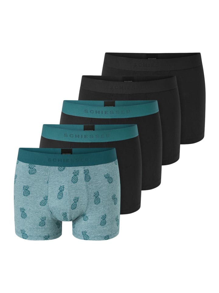 

Schiesser Ретро шорты/брюки из органического хлопка 95/5, черно-бирюзовые