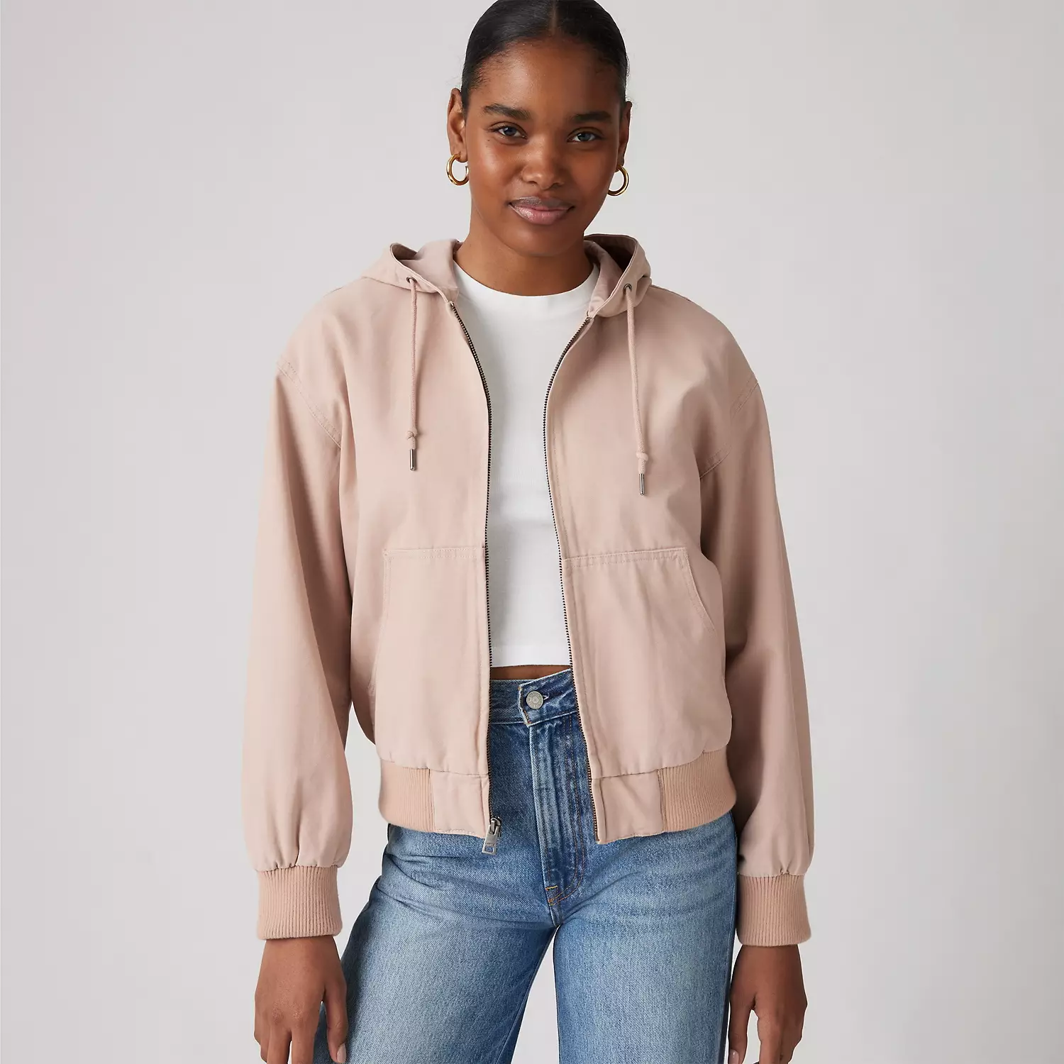 

Свободная куртка-бомбер с капюшоном Levi's, цвет Light Pink