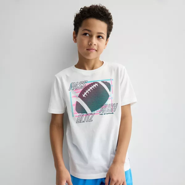 

Футболка с принтом для мальчиков 8-20 лет, обычная и свободная Tek Gear, цвет football glitch white