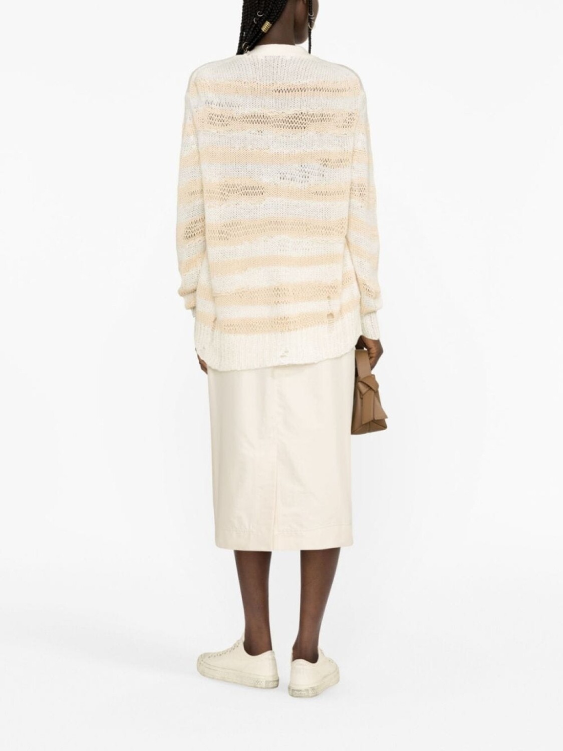 Acne Studios полосатый кардиган с эффектом потертости, нейтральный цвет — фото 4