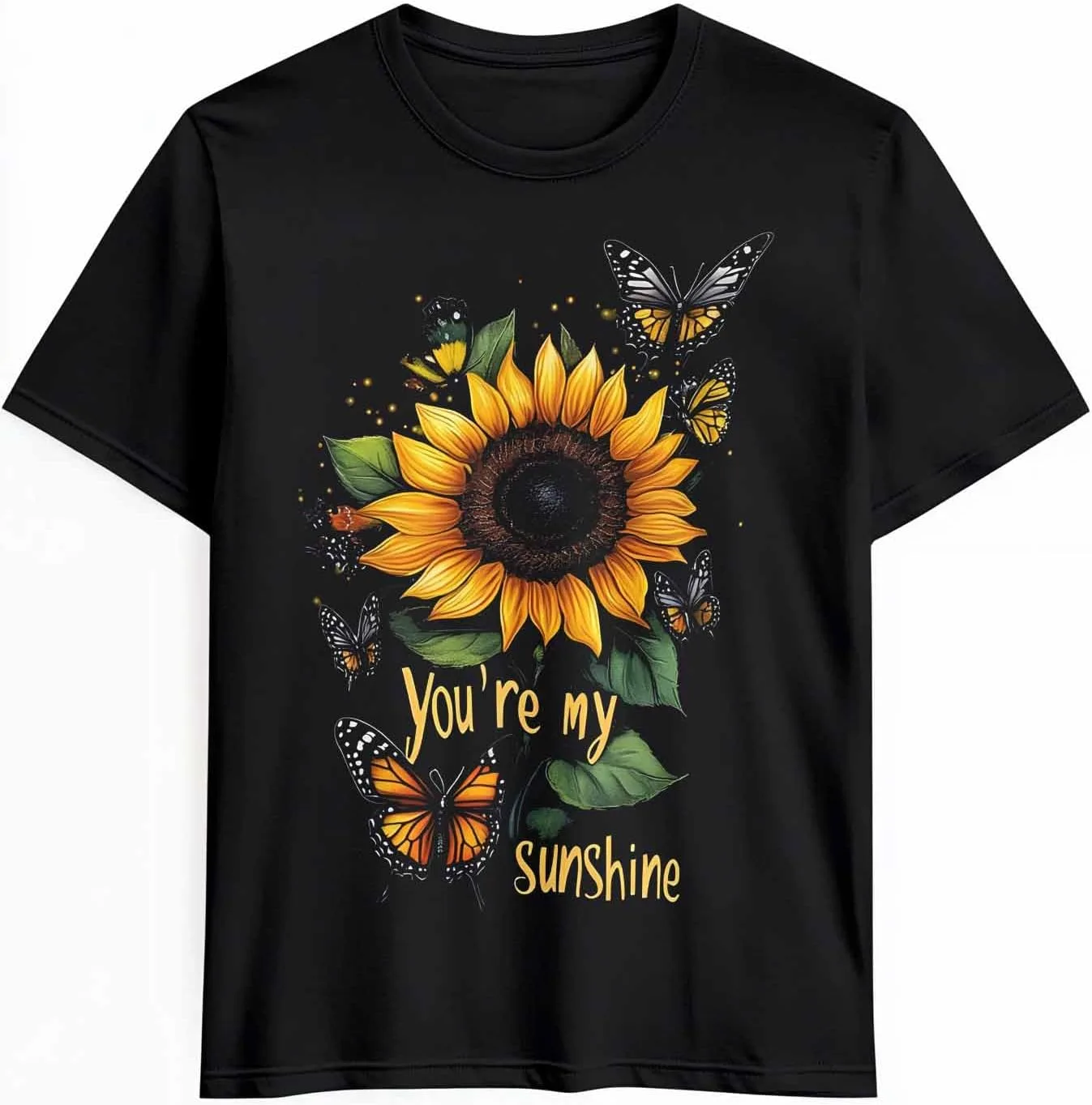 

Мужская футболка с принтом подсолнухов и бабочек, желтая CosyBright