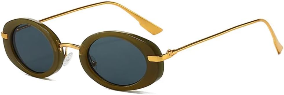 

Солнцезащитные очки с защитой UV400 | Металлические овальные линзы в стиле панк | Цветные линзы | Для женщин и мужчин | Для занятий спортом на открытом воздухе и вождения DSVIGF, Green-black