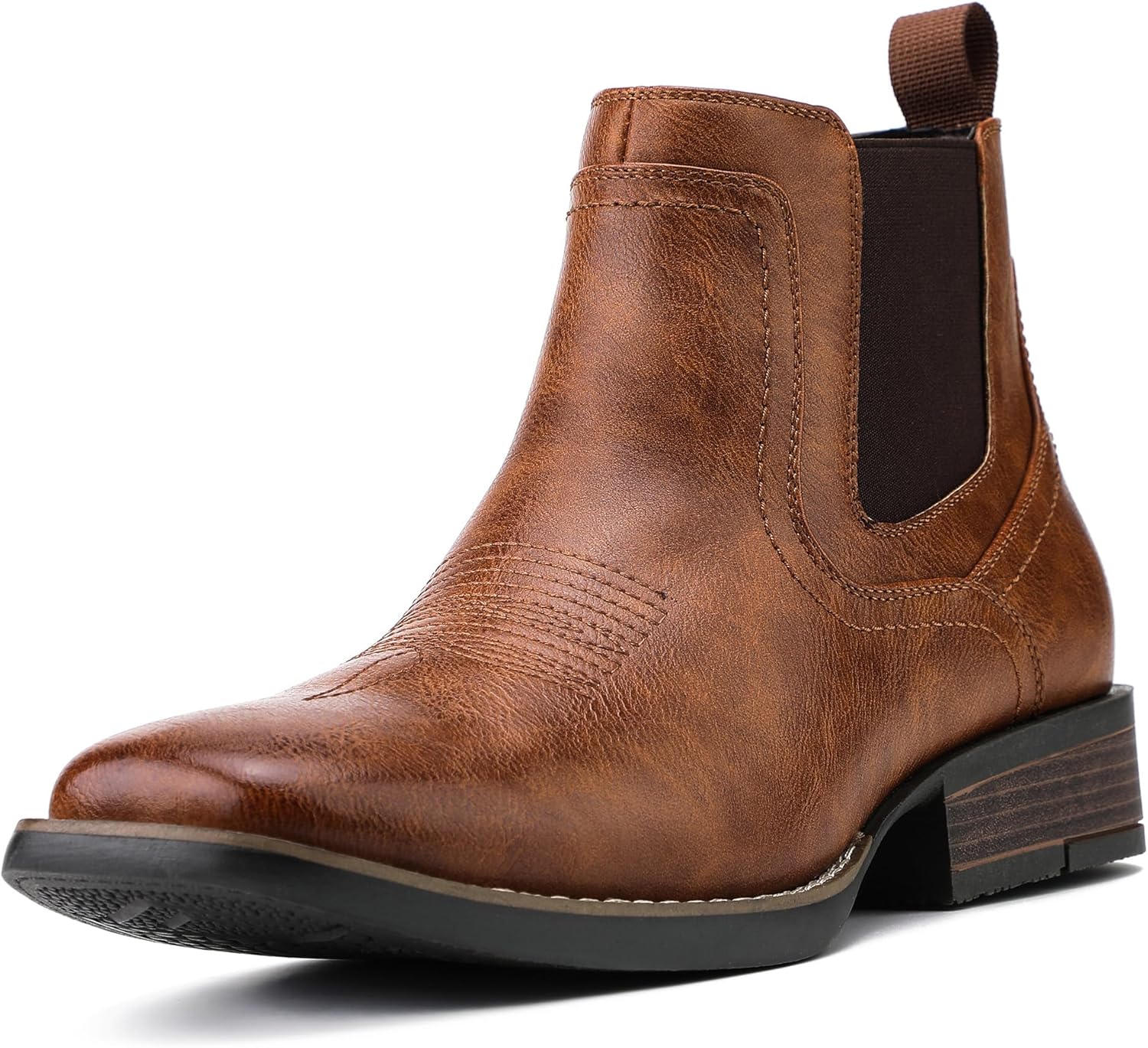 

Мужские вестерн-сапоги JASONSTAR - Мужские ботинки с квадратным носком Chelsea, ковбойские ботинки на щиколотку, повседневные ретро-стильные ботинки, коричневый