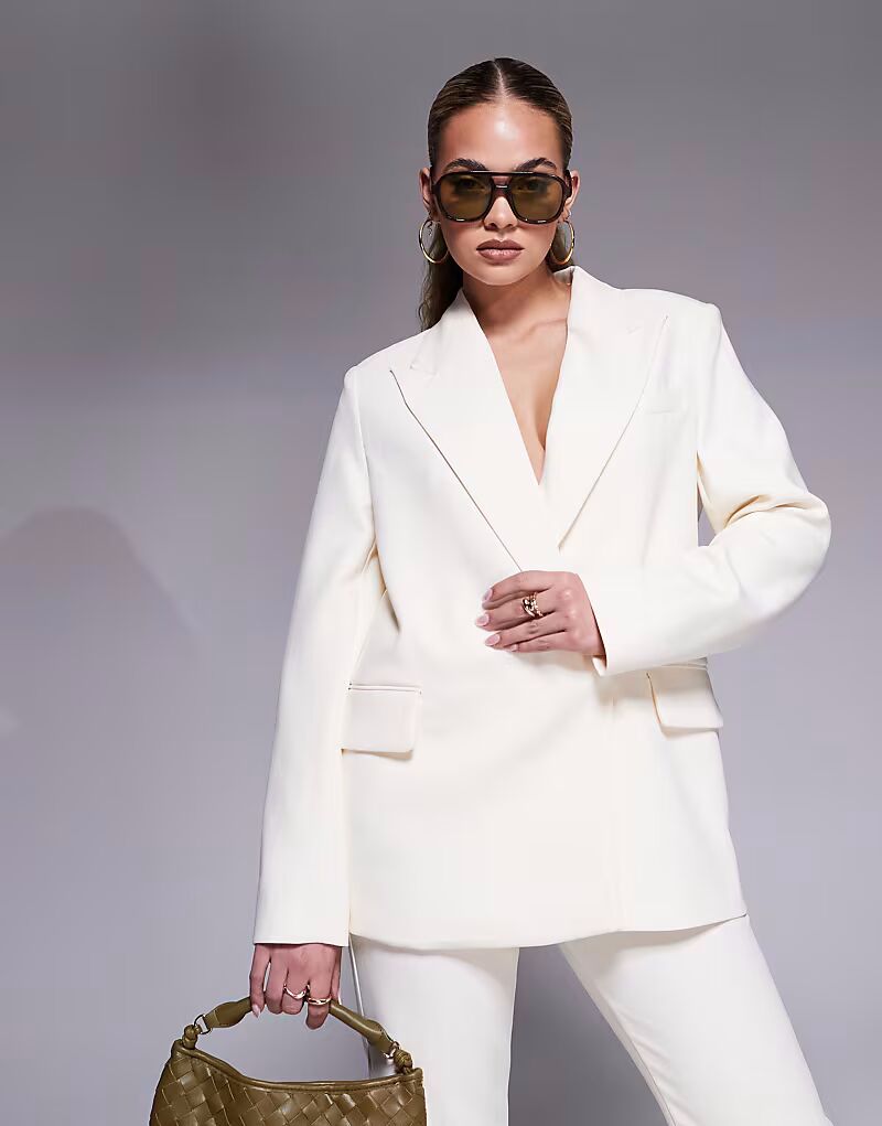 

Комбинируемый блейзер свободного кроя River Island кремового цвета