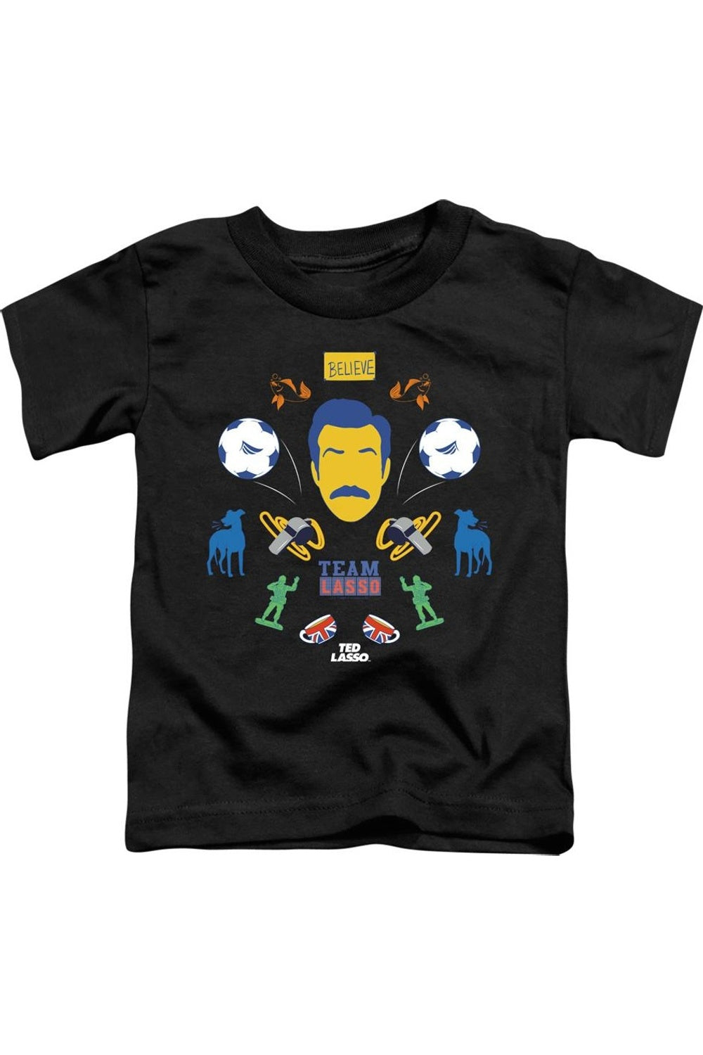 

Футболка для малышей с коротким рукавом и коллажем из иконок Ted Lasso Gildan, черный