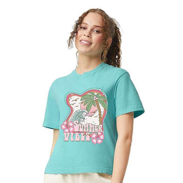 

Футболка кроп с цветочным принтом Summer vibes Simply Sage Market, Chalky Mint, Зеленый, Футболка кроп с цветочным принтом Summer vibes Simply Sage Market, Chalky Mint