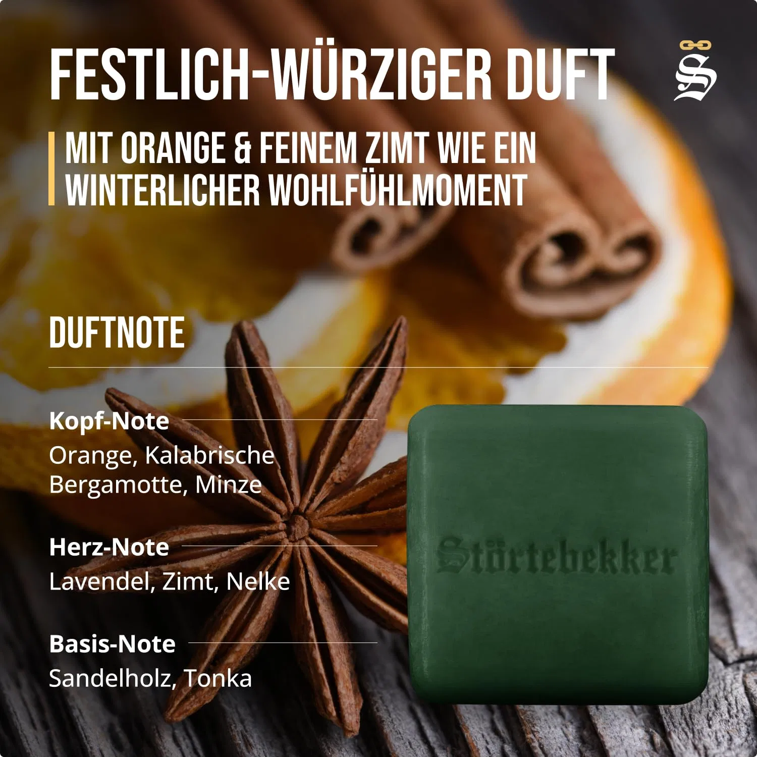 Твердый шампунь-мыло «Christmas Edition Cinnamon Orange Fragrance» 6 x 100 г от Störtebekker Shaving Accessories, (6 Pack) — фото 3