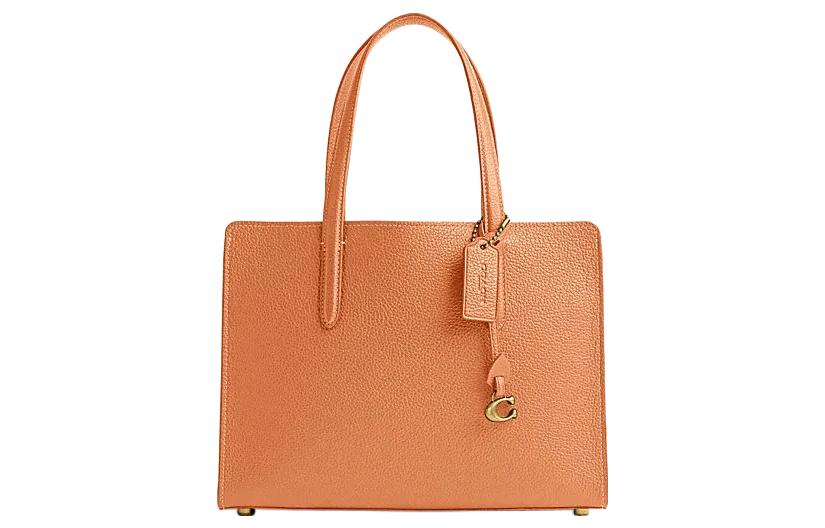 

COACH Сумка тоут из кожи Картер Кроссбоди через плечо для покупок большая женская оранжевая