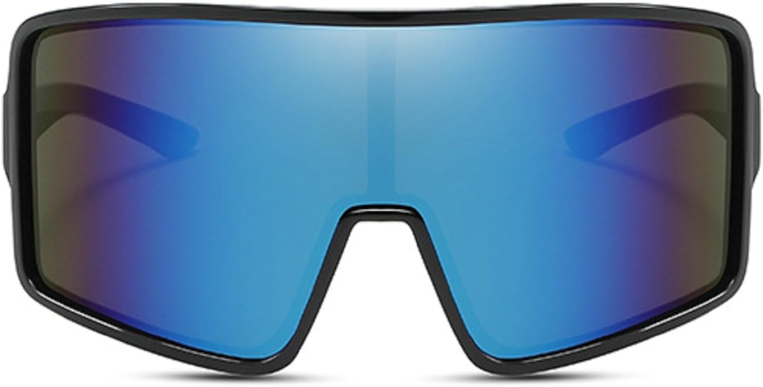 

Спортивные солнцезащитные очки большого размера с обтекаемой формой для женщин и мужчин, футуристические очки с изогнутыми линзами, модные солнцезащитные очки-щитки в стиле Y2K mincl, Blue