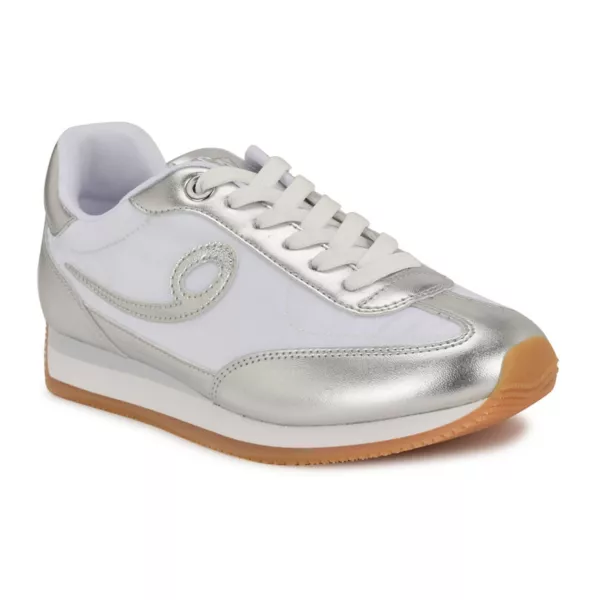 Женские повседневные кроссовки Fivo со шнуровкой и круглым носком Nine West, цвет white silver
