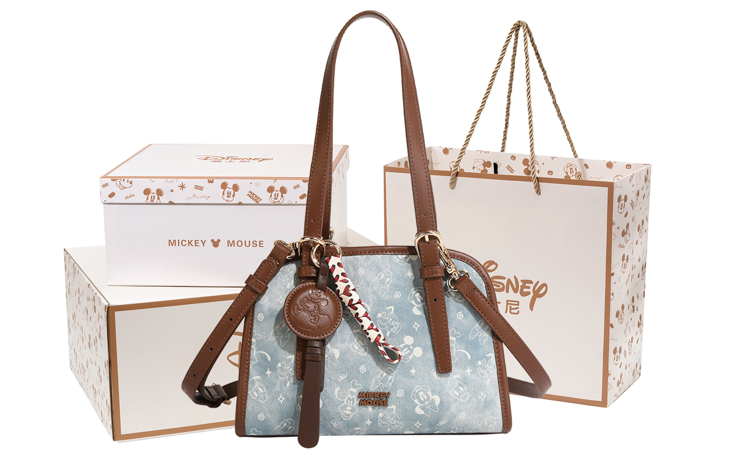 

Disney Микки серия Пю наплечная сумка обычная женская синяя, Blue Trumpets[Box+Shopping Bag]