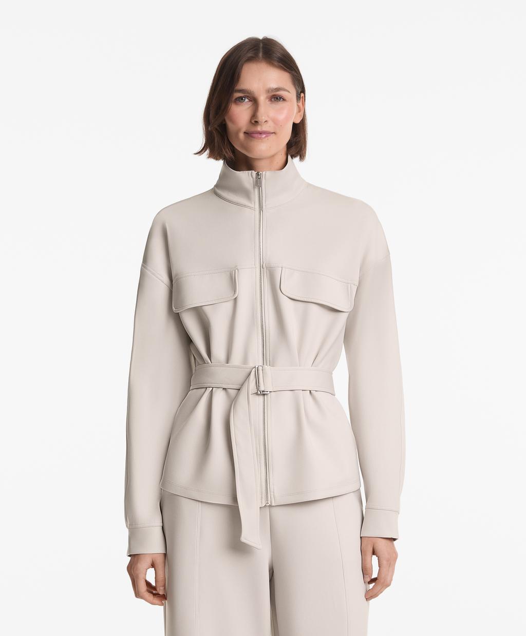 

Куртка с поясом из неопрена Oysho, цвет Pale Taupe