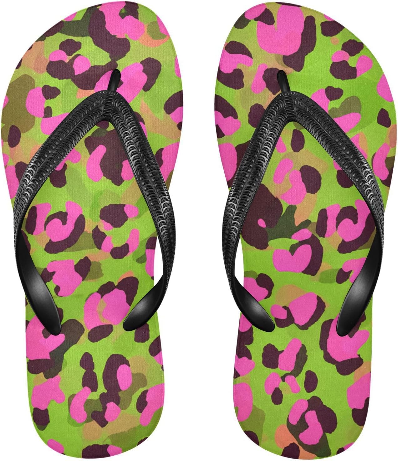 

Женские и мужские пляжные шлепанцы Leopard розово-зеленые для лета, повседневные сандалии 20861851 Kfbe