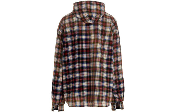 Рубашка bleached plaid long sleeve hooded shirt 'red white black' Balenciaga, красный — фото 2