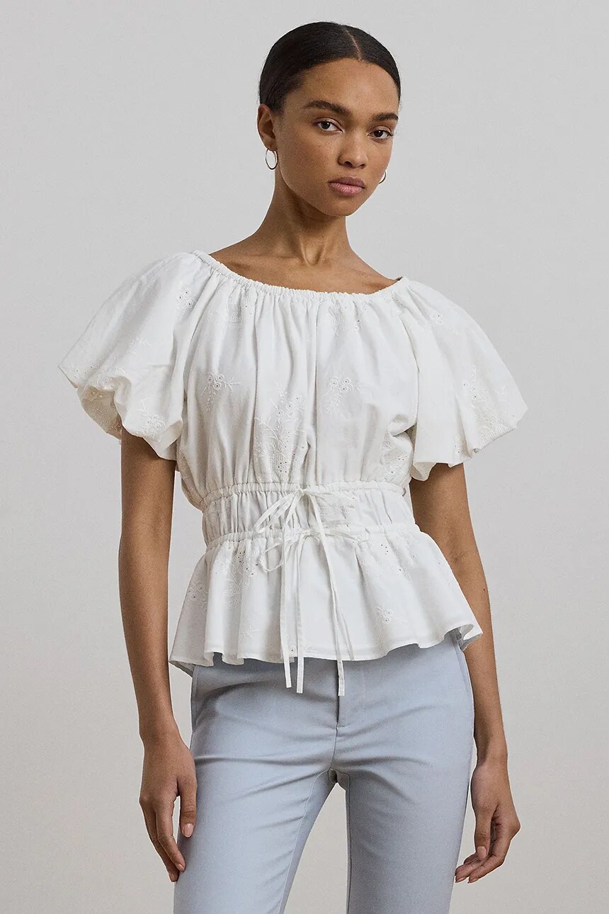 

Хлопковая блузка Lauren Ralph Lauren, белый