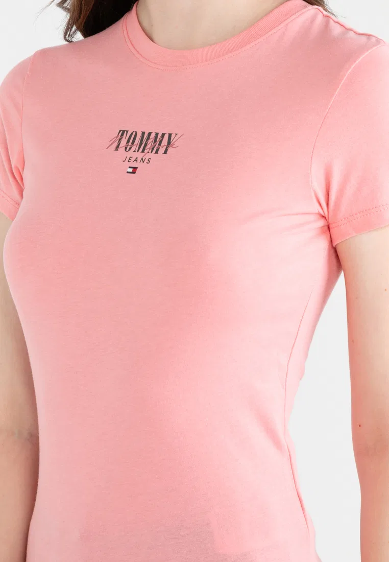 Футболка, Slim Essential Logo 1, Tommy Jeans Tommy Hilfiger, розовый — фото 3