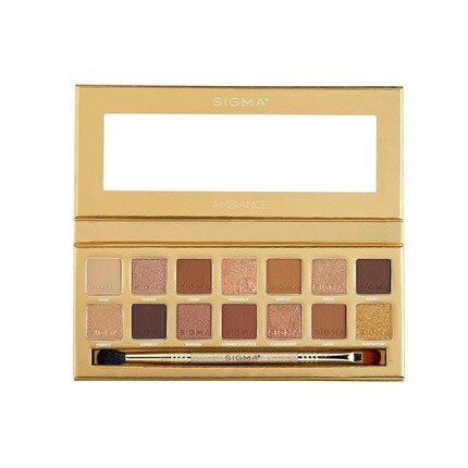 

Sigma Beauty Ambiance Палитра теней для век Luminous Neutral и Gold Glitter Палитра теней для век с зеркальцем и аппликатором 14 оттенков для макияжа глаз с теплым матовым мерцанием и металликом