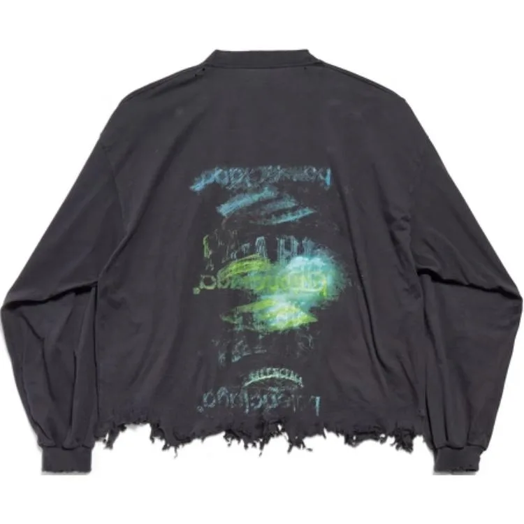 Футболка с длинным рукавом Cropped Diy Imprint Balenciaga, faded черный — фото 3