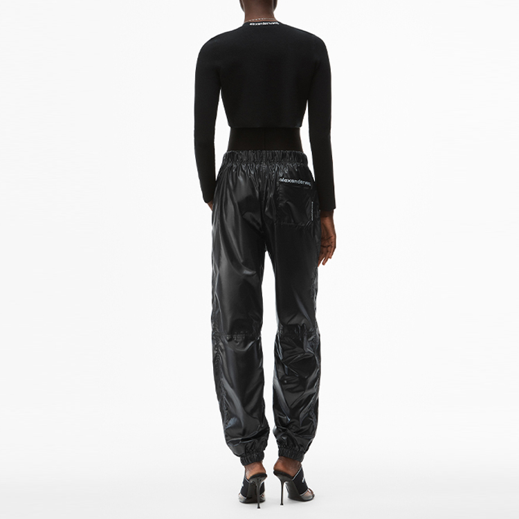 Жаккардовый кардиган с логотипом Alexander Wang, черный — фото 4