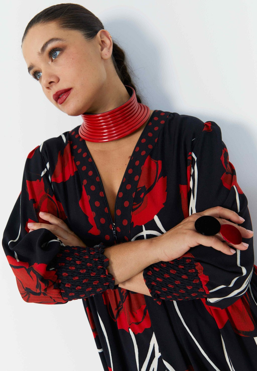 

Повседневное платье LONGUE IMPRIMÉE PATCH FLEUR ET POIS Jean Marc Philippe, черный