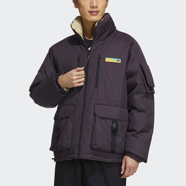 Пуховик adidas originals Premium Jkt 1 Stay Warm Woven Reversible Cargo Stand Collar Sports Down Jacket Purple, фиолетовый — фото 4