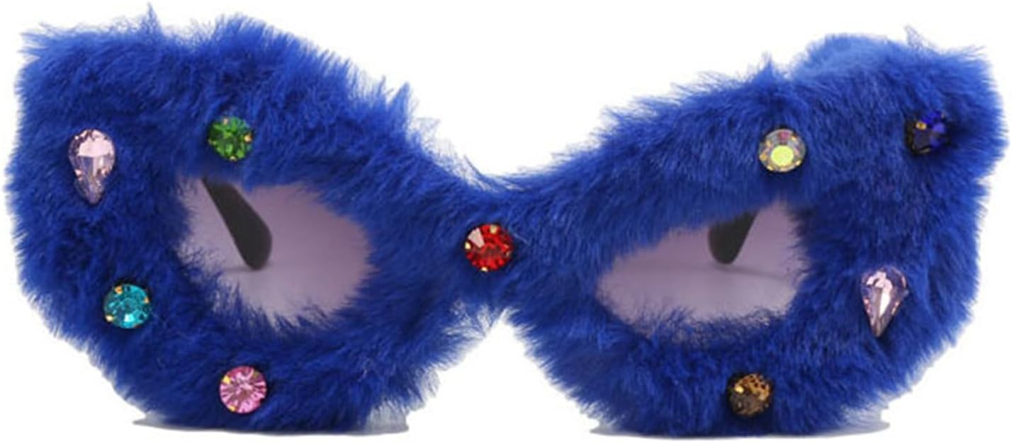 

Солнцезащитные очки Willochra со стразами для женщин и мужчин, из мягкого меха и бархата, женские солнцезащитные очки с защитой от УФ-излучения UV400, ручная работа, Blue