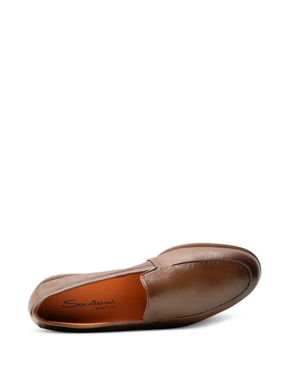 Лоферы из зернистой кожи Santoni, коричневый — фото 4