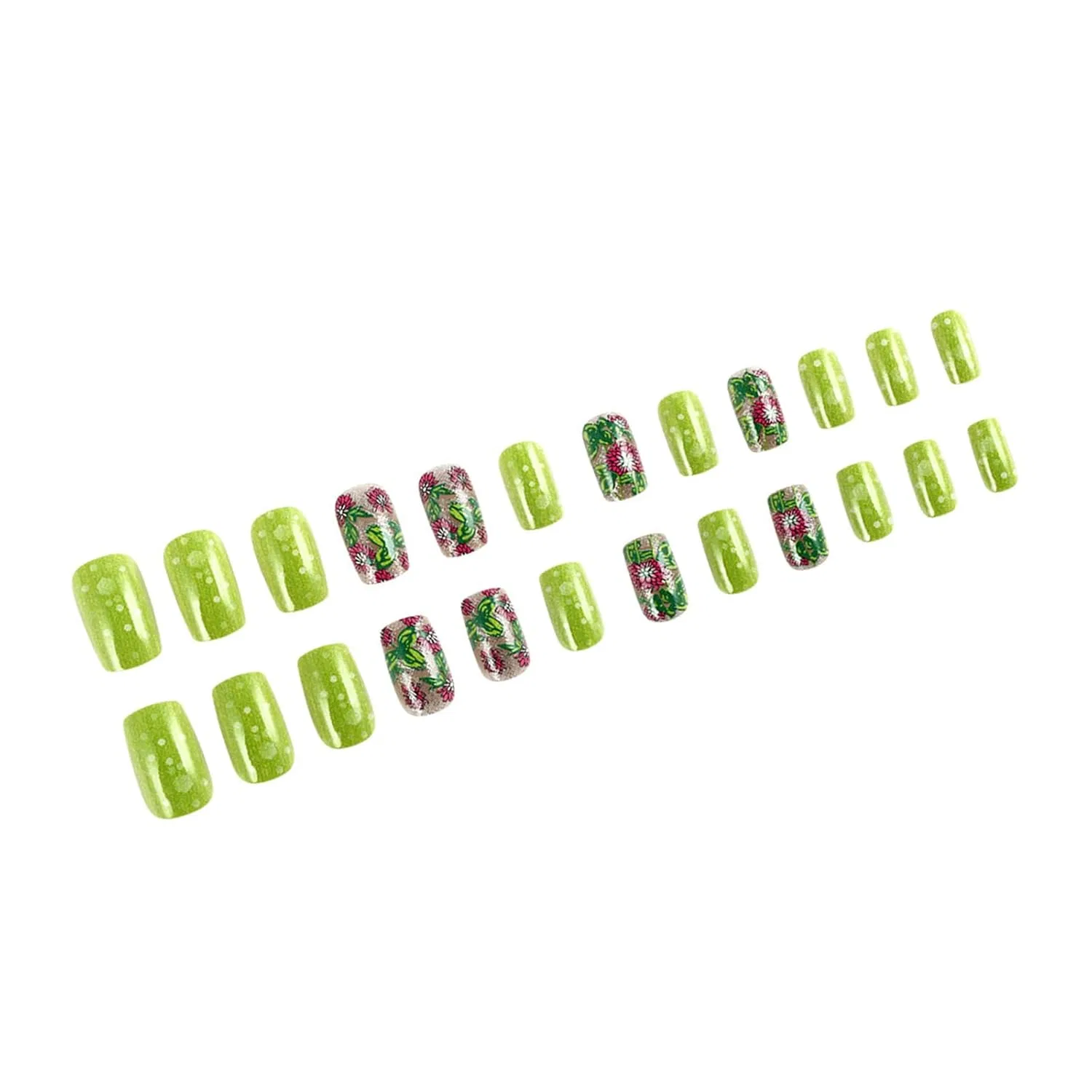 Набор блестящих накладных ногтей с клевером и цветами 24 шт. Xingjyxzk