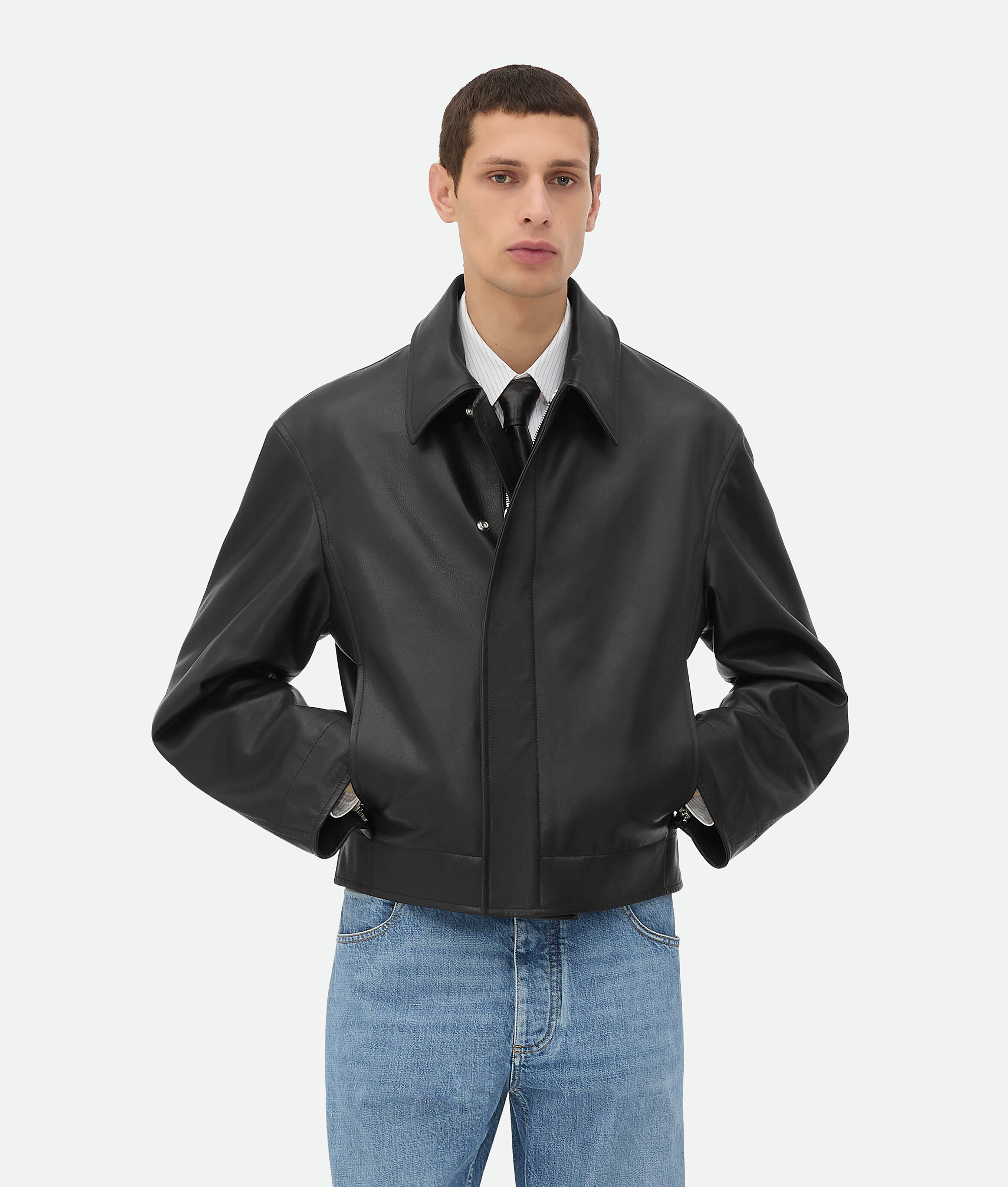 

Кожаный блузон Bottega Veneta, черный