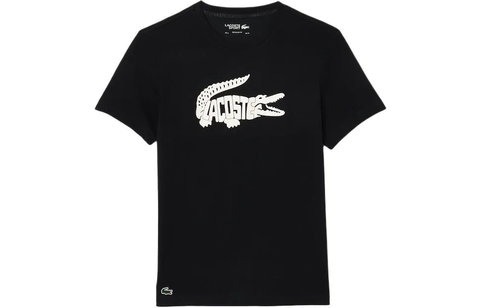 Футболка из органического хлопка с принтом в виде крокодила LACOSTE, 258/черный