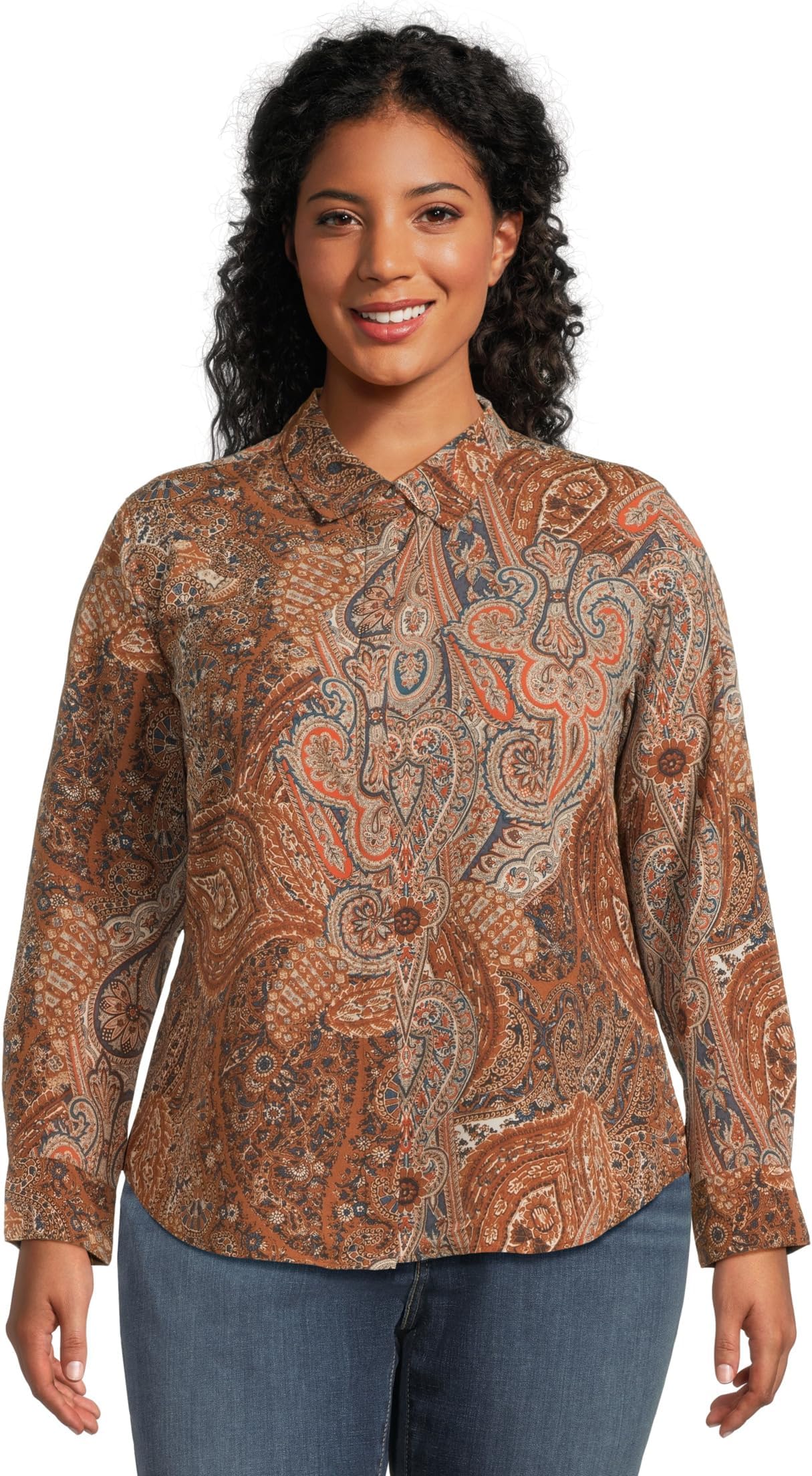 

Рубашка Lauren Ralph Lauren Plus Size Classic Fit Paisley Crepe Shirt, цвет Cream Multi