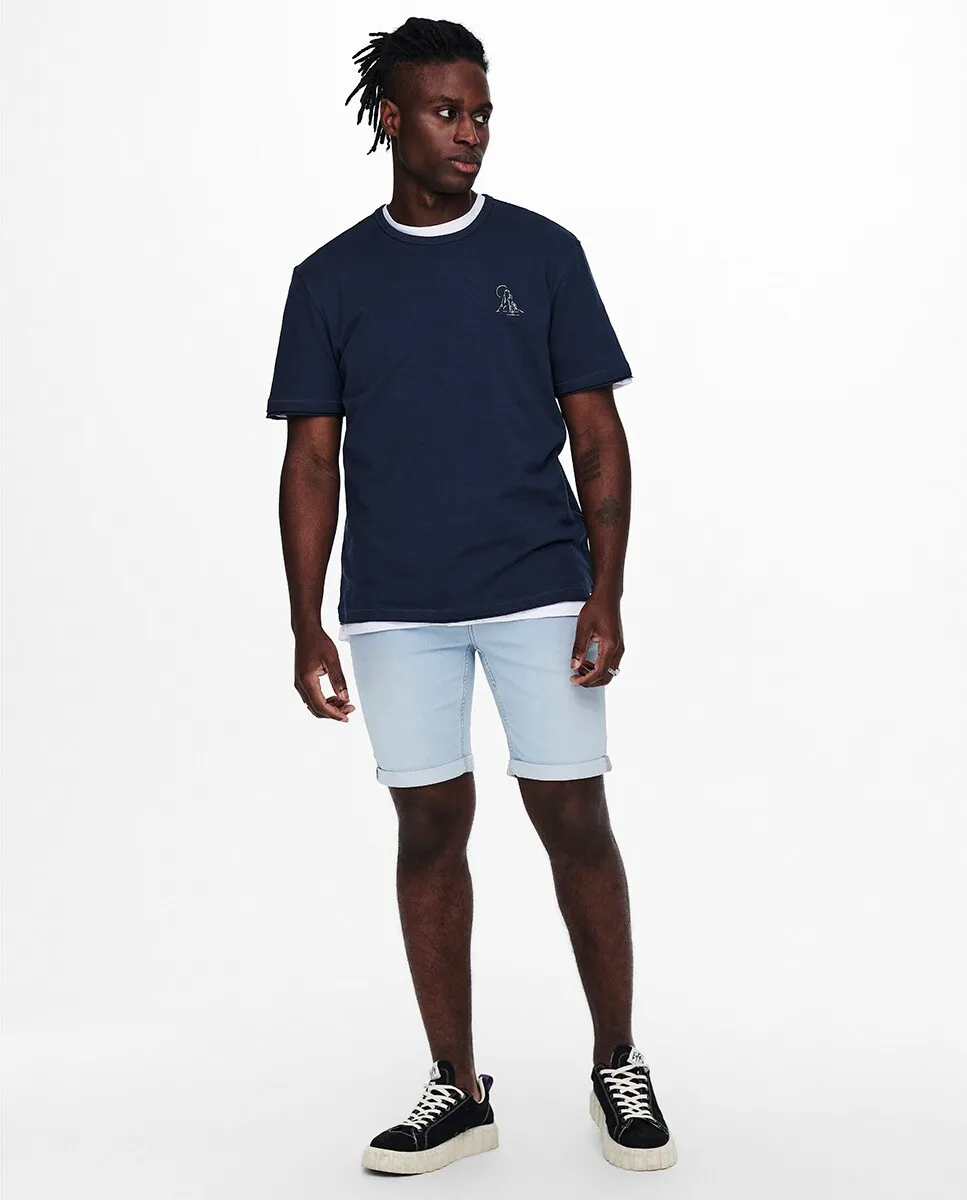 

Мужские шорты из стираного синего денима Only & Sons, цвет Azul Índigo