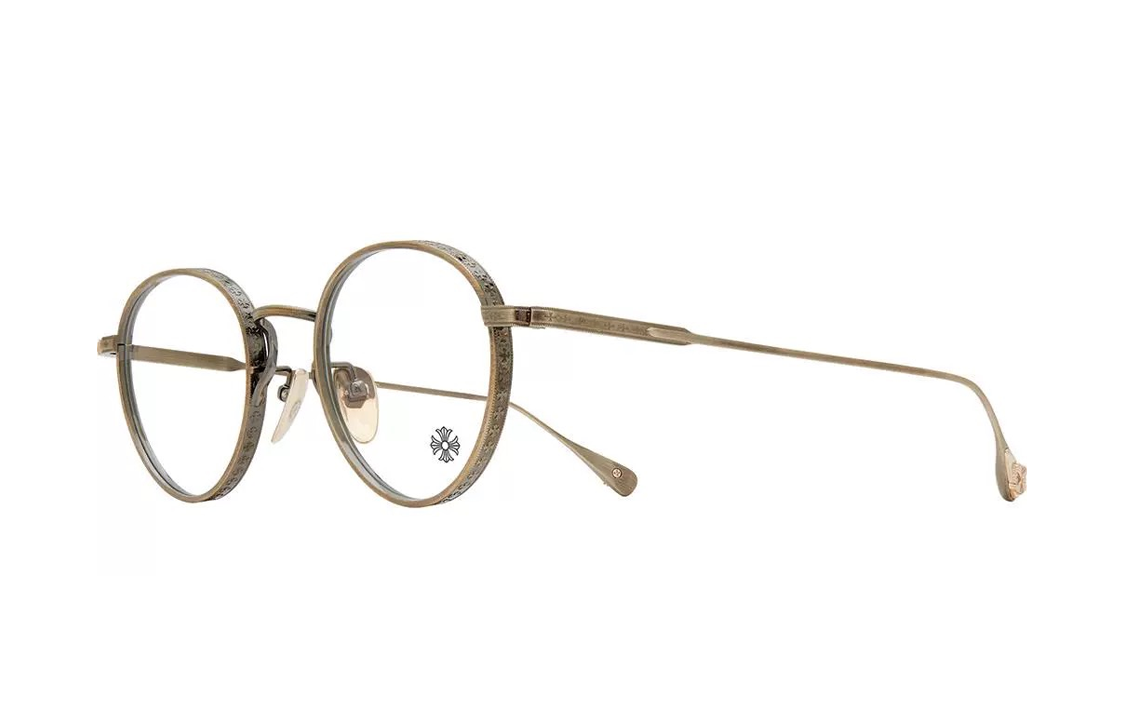 

Chrome Hearts Круглые титановые оправы для очков унисекс, золото