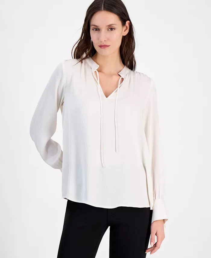 

Женская блузка с длинным рукавом и узлом на шее Anne Klein, белый