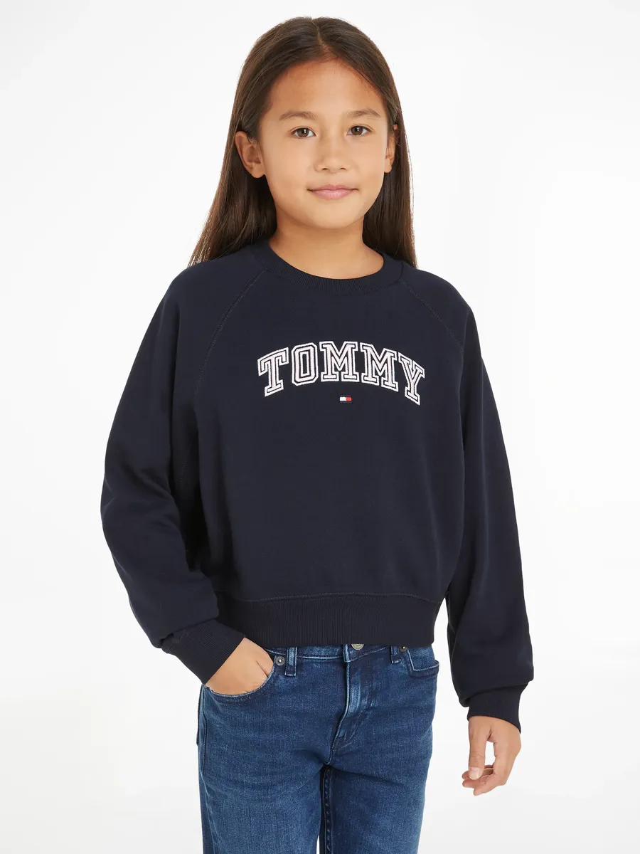 

Толстовка Tommy Hilfiger "VARSITY EMBROIDERED CREWNECK", дети до 16 лет, с вышивкой логотипа, цвет Desert Sky