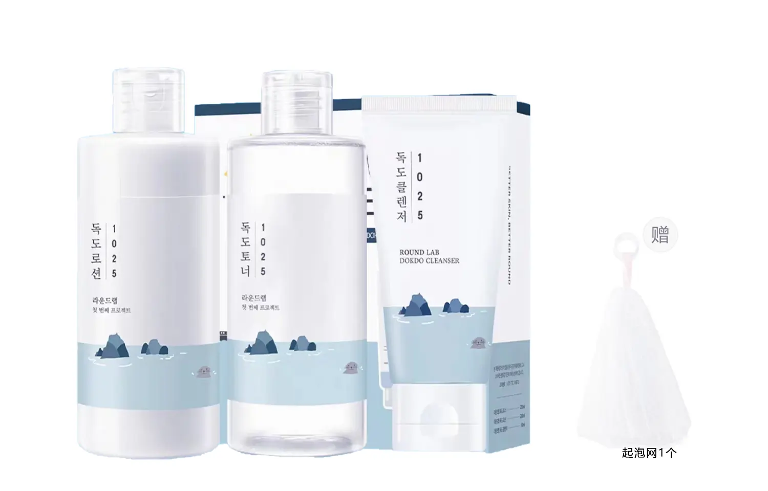 Наборы для ухода за кожей Unisex ROUND LAB, dokdo water milk cleansing set presents a foaming net — фото 2