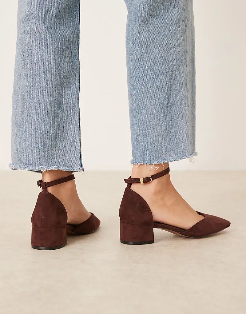 Туфли ASOS DESIGN Sweet на среднем каблуке из замши шоколадного цвета — фото 3